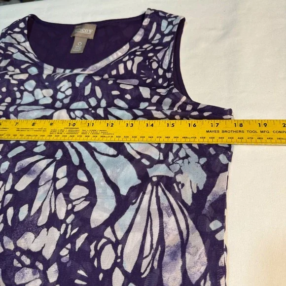 Chico's Size 0 (Small) Purple Butterfly Asymmetrical Hem Tunic Dress Boho - Picture 6 of 8